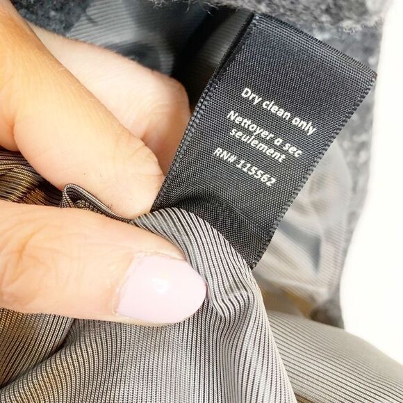 Elizabeth James Asymmetric Donegal Wool Blend Cowl Neck Blazer Coat Gray Black 4 - Picture 7 of 9